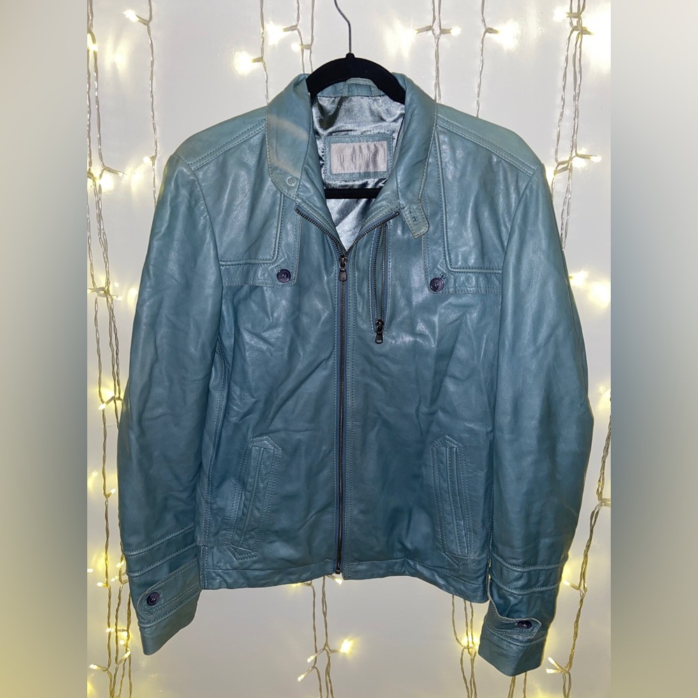 Womens Periwinkle Billtornade pleather jacket